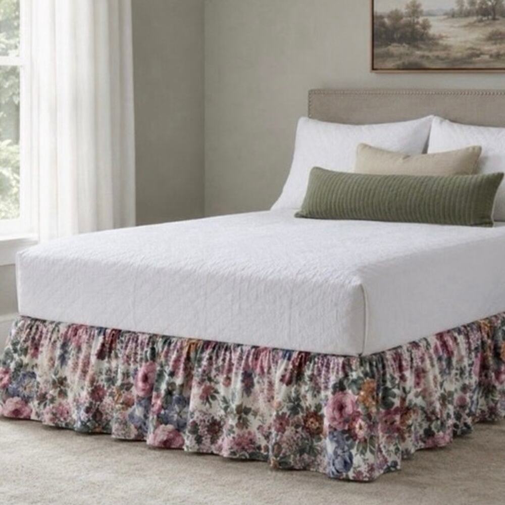 Ralph Lauren Allison bed skirt dust ruffle floral roses French country